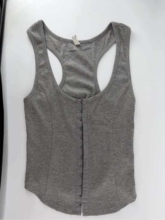 Free People Tops - Intimately Free People Grey Ribbed Hook and Eye Corset Tank Top Size XS